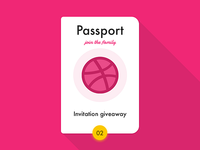 Passport 2x - Dribbble Invitation design dribbble giveaway illustration invite material passport pink ticket ui