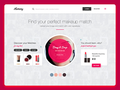 Daily UI #7 - match your makeup color fashion free home screen landing page looks makeup psd responsive design web design