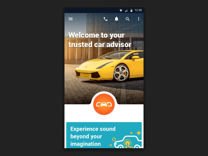 CarDekho - Home Screen animation circles design free gif interaction material motion ui ux