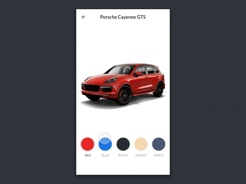 Colors - Porsche Cayenne GTS android app design cars interaction interactive ios material design principle ui ux