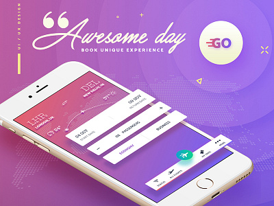 Awesome Day - GO flight app app design flight ios material mobile process profile status ui ux weather