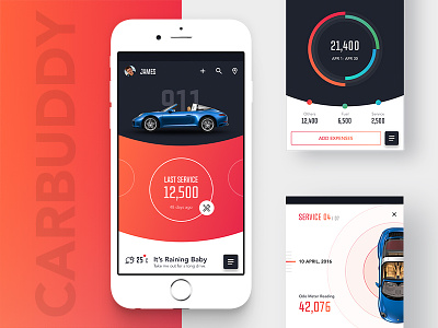 Carbuddy app app car clean design expenses health ios material mobile online tracking ui