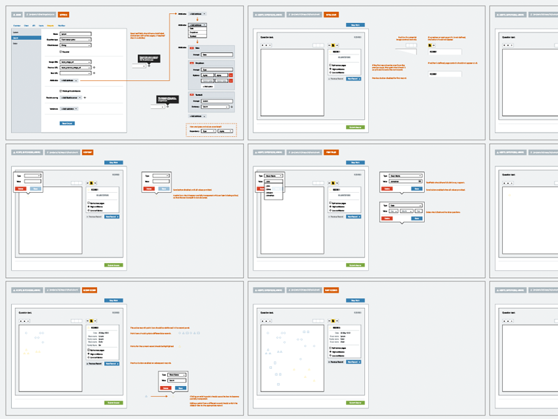 Coordinate Storyboards web samahub app ui product wireframe ux annotation settings wireflow storyboard