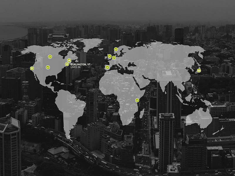 Travel map world tokyo icons photo overlay web black and white