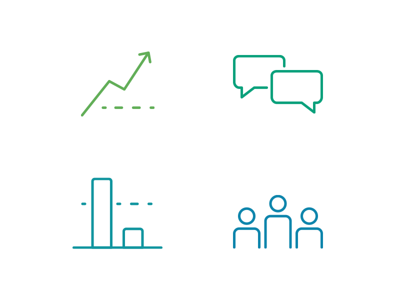 Sirono Feature Icons marketing icons vector line art yield communication patients branding enterprise sirono