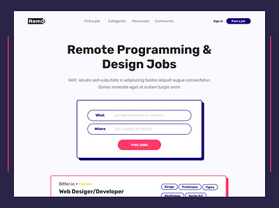 Remo - Landing Page flat hero section minimal theme ui design