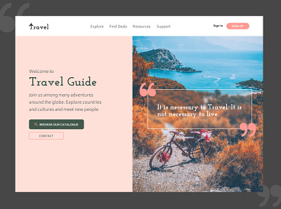 Travel - Home Page glassmorphism hero section home page ui design