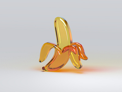 🍌 3d 3dart 3dmodeling art banana beginner c4d design digitalart doodle emoji glass glassart illustration model play practice render sculpture silly