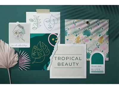Tropical Velvet Jade Beauty abstract beauty branding clipart flat art graphic design green illustration line art logo logotype minimalist modern nature simple tropical vector velvet jade woman