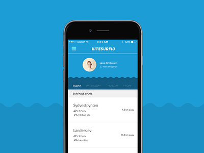 Kitesurfio app application clean design interface ios kitesurfing ui user interface