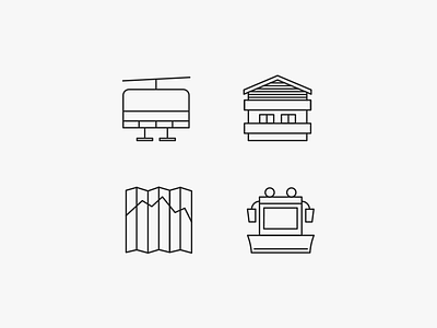 Alp Living clean house icons illustrations line drawing map minimalistic personal project simple ski lift