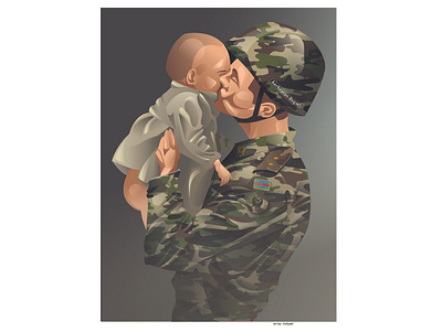 Solider and child adobe illustrator art artist artwork design digital painting drawing illustration redesign solider vector war art