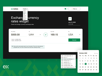 Exrates. currency converter currenc currency currency converter finance landing page money screen ui ux vector wallet web design website website design
