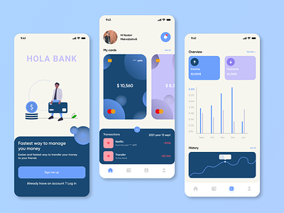 HOLA BANK app appdesign apple appliaction applicationdesign design illustration ios iphone mobile mobileapp mobilebank mobilebanking ui uidesigner uiux uiuxdesign uiuxdesigner ux uxdesigner