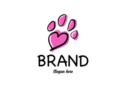 Love Paw Logo branding cat cute design dog doglover flat graphic logo logos love lovely pet petshop pink vector