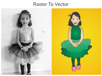 Raster to Vector | illustration | Cartoon Character | Tracing art cartoon character character design cute girl grapic design illustration raster to vector tracing vector