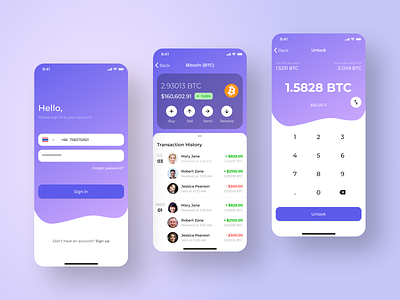 Crypto Wallet App android apple asthetic clean ui crypto design gradient guidelines ios material mobile ui ux visual design wallet