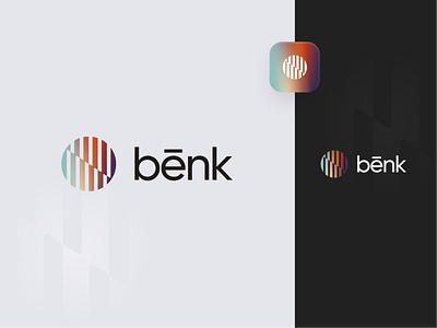 bēnk - logo & app icon banking brand branding creditcard dark finance gradient graphic design icon illustration logo logomark modern palette typography wallet