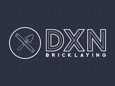 DXN Bricklaying Logo blue brand branding brick icon iconic lines linework logo metre spade trowel