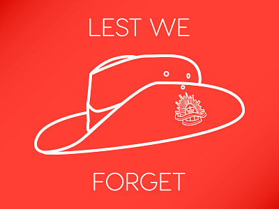 In Honour - Lest we forget anzac army australia hat line art