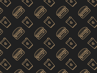 Burger & Coffee Pattern burger coffee gold icon outline pattern