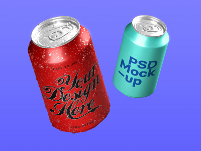 Soda Can Mockup with droplets