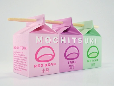 Mochitsuki Package Design award winning colorfull fictional japanese japanese food mochi package design packaging