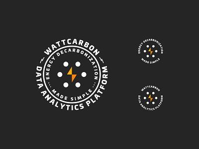 WattCarbon Badges branding carbon circle clean design geometric hexagon icon lockup logo modern type watt