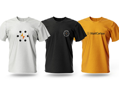 WattCarbon Shirts branding clean energy geometric icon lockup logo mockup modern shirt