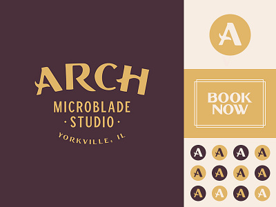 Arch Microblade Studio Branding arch brand branding eyebrows icon identity lockup microblade studio system
