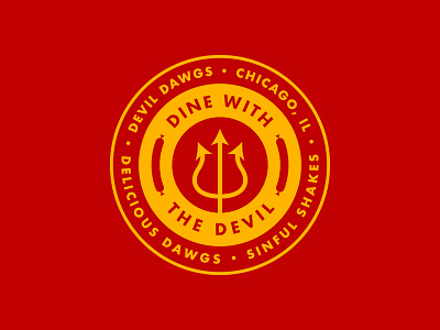 Devil Dawgs Badge badge branding circle clean devil food hotdog lockup round shake