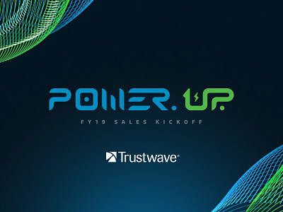 Trustwave "Power. Up." FY19 Sales Kickoff Design bolt design display environmental event lightning logo power up wave