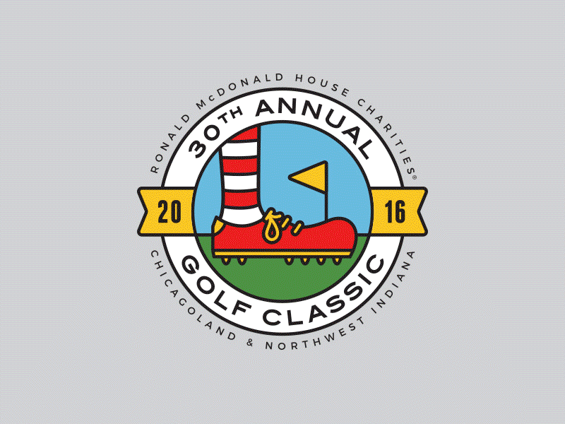 RMHC-CNI 30th Annual Golf Classic Logo badge branding clean flat golf lockup rmhc shoe sports summer