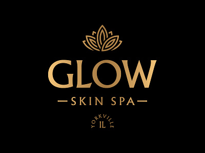 Glow Skin Spa Logo elegant glow gold gradient icon line lockup logo lotus modern skin spa