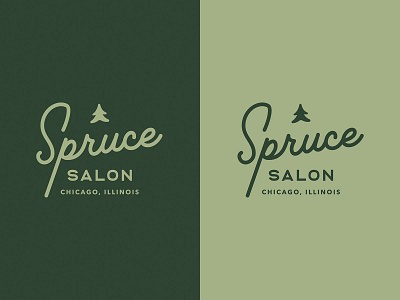 WIP: Spruce Salon Branding branding chicago clean green hair lockup logo salon script spruce tree vintage