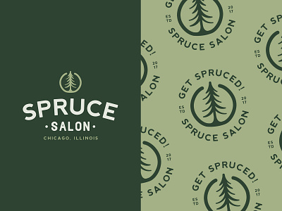 WIP: Spruce Salon Branding V2 badge branding clean earthy holistic lockup logo salon tree