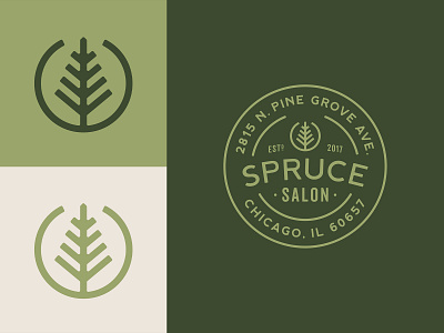 Spruce Salon Final Icon & Badge badge bag branding chicago circular holistic icon logo rune salon small business spruce stamp tree