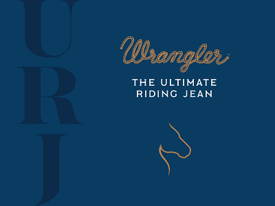 Wrangler Ultimate Riding Jean Logo apparel branding clean clothing country horse illustration jeans line lockup logo riding serif silhouette simple western wrangler