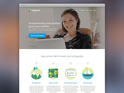 Magnetis Homepage app brazil financial hero shot heroshot icons illustration investment landing page magnetis startup website