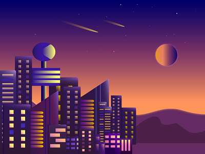 Galactic city adobe illustrator space city vector art