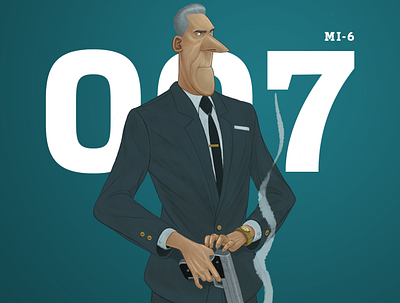 James Bond, 007 agent character design digital illustration ipad pro art james bond mi6 procreate