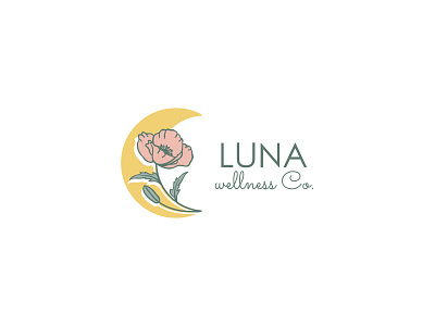 Luna wellness Co branding colored design flower illustration logo moon simple vector wellness
