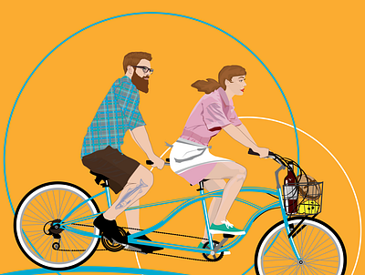 Tandem bicycle digital illustration