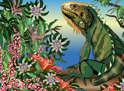 Digital artwork of an iguana for iPad children's book digital art digital artist ipad kids illustration