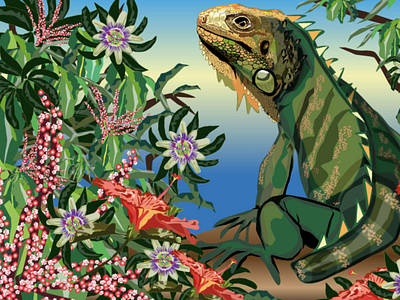 Digital artwork of an iguana for iPad children's book