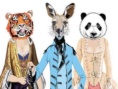 Animals in human clothing digital arts illustrations