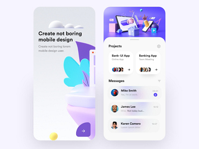 Organize Projects App - New Style bankapp bankcard bankingapp card clean freebie green mobiledesign new newstyle orange popular purple shot uidesign uiux