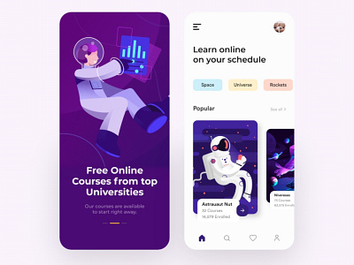 Learn Online App - Courses App bankcard buyapp card clean ecommerce ecommerceapp freebie illustration illustrationapp mobiledesign new newstyle pink popular purple shot uidesign uiux