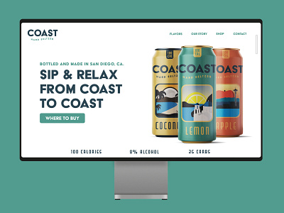 Coast Website alcohol branding cans coaster code design drink homepage landingpage new product productdesign relax seltzer sip ui web webdesign website website design
