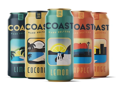 COAST - Hard Seltzer alcohol alcohol branding alcohol design alcohol packaging branding can can design clean concept create design drink hard seltzer new package design packaging product product design seltzer travel